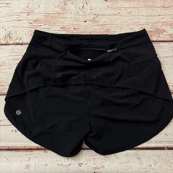 Lululemon Speed Up Shorts 4" Size 4 Black Lined Running Athletic Workout Active - Picture 1 of 5